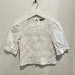 Only White Textured Puff Sleeve Blouse